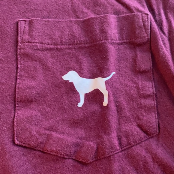 Pink Victoria’s Secret Maroon Logo Pocket Long Sleeve Tee - Picture 2 of 4